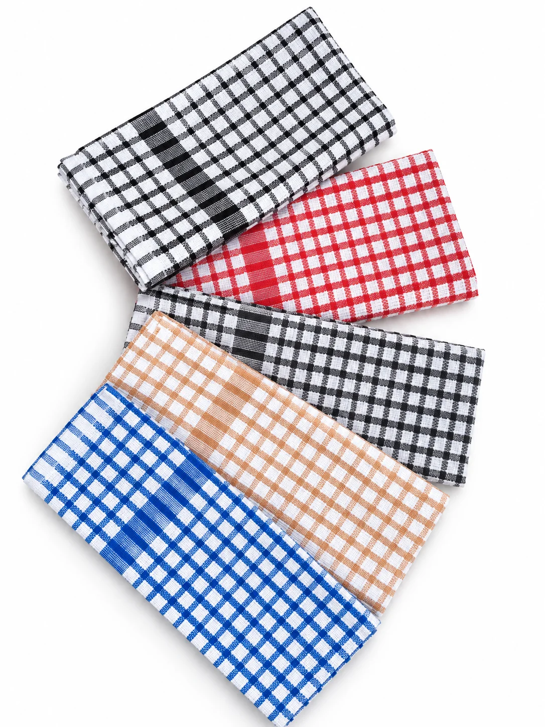 Checked napkins in black, red, beige and blue